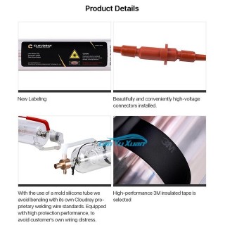 Cloudray CO2 Laser Tube Metal Head CR55 55W Tabung Laser